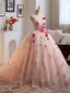 Flower Fairy Blushing Pink Appliques Prom Dresses 2025 Ball Gown Strapless Sleeveless Backless Sweep Train Formal Dresses