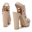 Inhabituel Beige Cocktail Sandales Femme 2022 Bride Cheville 12 cm Talons Épais Peep Toes / Bout Ouvert Sandales Talons Hauts