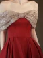 Chic / Belle Bordeaux Perlage Paillettes Robe De Bal 2024 Princesse De l'épaule Manches Courtes Dos Nu Longue Promo Robe De Ceremonie