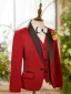 Fall Winter Red Long Sleeve Boys Wedding Suits 2025 6-piece Body Jewellery Coat Pants Shirt Tie Vest