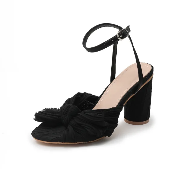 Vintage / Retro Gold Bow Street Wear Womens Sandals 2022 Ankle Strap 6 cm Thick Heels Open / Peep Toe Sandals High Heels