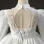 Fashion Ivory Beading Pearl Sequins Rhinestone Satin Birthday Flower Girl Dresses 2022 Ball Gown High Neck Long Sleeve Backless Floor-Length / Long Flower Girl Dresses