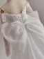 Elegante Schöne Weiß Perle Pailletten Spitze Blumen Applikationen Brautkleider / Hochzeitskleider 2025 Meerjungfrau Off Shoulder Lange Ärmel Rückenfreies Schleife