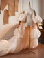Fashion Champagne Handmade  Cascading Ruffles Puffy Short Sleeve Prom shawl 2025 Tulle