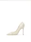 Elegant Ivory Lace Flower Wedding Shoes 2024 Leather 10 cm Stiletto Heels Pointed Toe Wedding Pumps High Heels