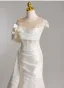 Elegant White Beading Lace Flower Appliques Wedding Dresses 2025 Trumpet / Mermaid Scoop Neck Cap Sleeves Backless Sweep Train