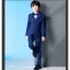 Bleu Marine 5 pièces Mariage Costume Garçon Mariage 2022 Manches Longues Manteau Pantalon Chemise Cravate Gilet