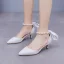 Élégant Blanche Perle Bride Cheville Noeud Chaussure De Mariée 2024 5 cm Talons Aiguilles À Bout Pointu Mariage Talons Hauts