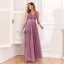 Chic / Beautiful Ocean Blue Lace Flower Sequins Evening Dresses 2024 A-Line / Princess V-Neck Sleeveless Backless Floor-Length / Long Evening Party Formal Dresses