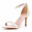 Sexy White Pearl Ankle Strap Wedding Shoes 2024 8 cm Stiletto Heels Open / Peep Toe Wedding Sandals High Heels