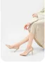 Élégant Champagne Fait main Promo Escarpins 2024 Cuir 8 cm Talons Aiguilles À Bout Pointu Escarpins Talons Hauts