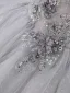 Chic / Belle Gris Perlage Appliques Paillettes Courte Anniversaire Robe De Fête 2024 Robe Boule De l'épaule Manches Courtes Dos Nu Robe De Ceremonie