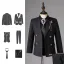 Fashion Black Rhinestone 6-piece Boys Wedding Suits 2025 Long Sleeve Body Jewellery Coat Pants Shirt Tie Vest Wedding