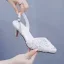 Elegant White Pearl Lace Flower Wedding Shoes 2026 6 cm Stiletto Heels Pointed Toe Wedding High Heels