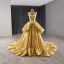 Couture Gold Cascading Ruffles Prom Dresses 2024 Ball Gown V-Neck Sleeveless Backless Chapel Train Prom Formal Dresses