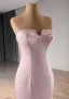 High-end Flower Fairy Blushing Pink Appliques Asymmetrical Prom Dresses 2024 Trumpet / Mermaid Strapless Long Sleeve Backless Prom Formal Dresses
