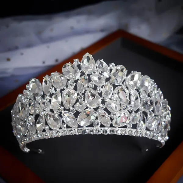 Błyszczące Białe Rhinestone Ślub Ozdoby Do Włosów Ślubne Tiara 2022