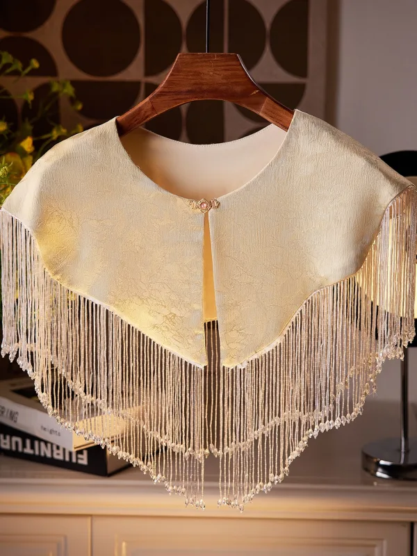 Vintage / Retro Champagne Handmade Beading Tassel Prom shawl 2025