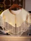 Vintage / Retro Champagne Handmade  Beading Tassel Prom shawl 2025