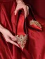 Chinese style Red Rhinestone Satin Wedding Shoes 2026 6 cm Stiletto Heels Pointed Toe Wedding Pumps