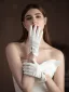 Vintage / Retro Ivory Bow Satin Wedding Bridal Gloves 2025