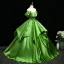 Elegant Green Prom Dresses Ball Gown 2025 Off-The-Shoulder Short Sleeve Backless Floor-Length / Long Formal Dresses