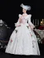 Medieval Vintage / Retro White Lace Flower Appliques Prom Dresses 2025 Ball Gown High Neck Bell sleeves Floor-Length / Long Prom Formal Dresses