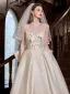 Elegant White Lace Flower Satin Wedding Dresses 2025 A-Line / Princess Strapless Sleeveless Backless Bow Floor-Length / Long