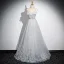 Mode Gris Perlage Paillettes Robe De Bal 2024 Princesse Col Haut Papillon Sans Manches Dos Nu Longue Promo Robe De Ceremonie