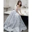 Charming Fashion Sky Blue Prom Dresses 2022 A-Line / Princess Strapless Sleeveless Backless Floor-Length / Long Prom Formal Dresses