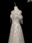 Scintillantes Argenté Perlage Paillettes Robe De Soirée 2026 Princesse De l'épaule Sans Manches Dos Nu Longue Robe De Ceremonie