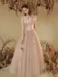 Charmant Rougissant Rose Perlage Robe De Soirée 2023 Princesse Bustier Noeud Sans Manches Dos Nu Longue Soirée Robe De Ceremonie