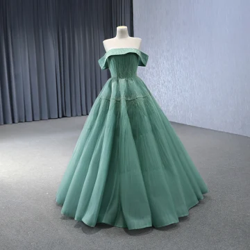 High End Sage Green Beading Prom Dresses 2024 Ball Gown Off The Shoulder Sleeveless Backless Floor Length Long Prom Formal Dresses