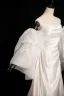 Fashion White Satin Tassel Wedding Dresses 2024 Trumpet / Mermaid Strapless Short Sleeve Backless Sweep Train Wedding