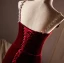 Chic / Beautiful Burgundy Flower Velvet Formal Dresses 2024 Trumpet / Mermaid Spaghetti Straps Sleeveless Backless Sweep Train Evening Party Evening Dresses