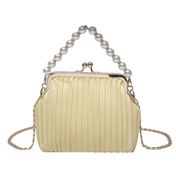Modest / Simple Yellow Pearl Shell Clutch Bags Prom 2023