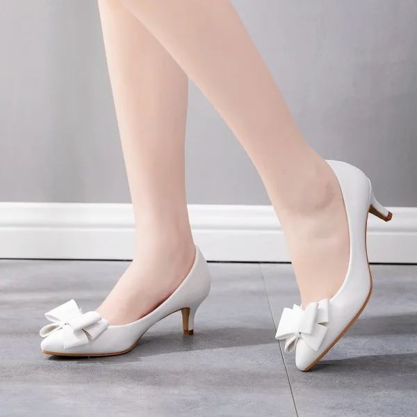 Schöne Weiß Büro OL Schleife Pumps 2022 5 cm Stilettos Spitzschuh Pumps Hochhackige