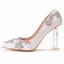 Charmant Blanche Faux Diamant Chaussure De Mariée 2022 9 cm Cristal Talons Épais À Bout Pointu Mariage Escarpins Talons Hauts