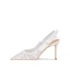 Elegant White Lace Wedding Shoes 2024 Wedding Leather 8 cm Stiletto Heels Pointed Toe Sandals High Heels