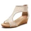 Fashion Summer Gold Rhinestone Casual Womens Sandals 2022 T-Strap 5 cm Wedges Open / Peep Toe Sandals