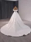High-end White Beading Lace Flower Satin Wedding Dresses 2024 Ball Gown Strapless Sleeveless Backless Chapel Train Wedding