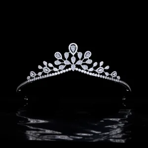 Enkel Hvit Rhinestone Zirkon Legering Bryllup Tiara Har Tilbehor 2022