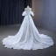 Sexy High-end White Evening Dresses 2023 A-Line / Princess Off-The-Shoulder Short Sleeve Rhinestone Bow Backless Court Train Evening Party Formal Dresses