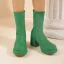 Comfortable Green Street Wear Winter Suede Womens Boots 2023 6 cm Thick Heels Round Toe Boots High Heels