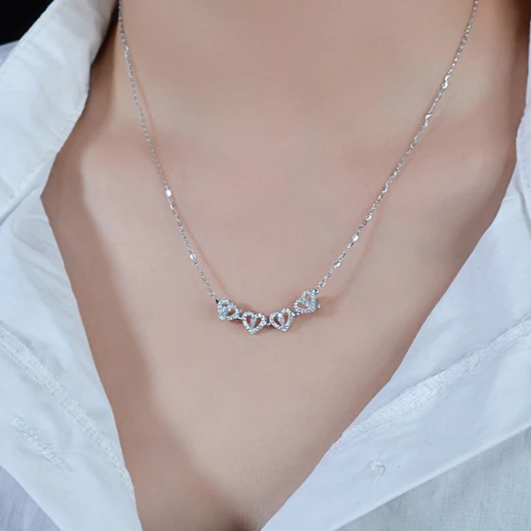 Fashion Necklaces Clover Green Leaf Rhinestone Sterling Silver Rose Gold Accessories 2023