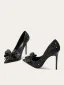Bling Bling Noire Faux Diamant Paillettes Noeud Promo Escarpins 2024 10 cm Talons Aiguilles À Bout Pointu Escarpins Talons Hauts