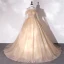 Chic / Beautiful Champagne Beading Lace Flower Prom Dresses 2022 A-Line / Princess Scoop Neck Long Sleeve Backless Sash Floor-Length / Long Prom Formal Dresses