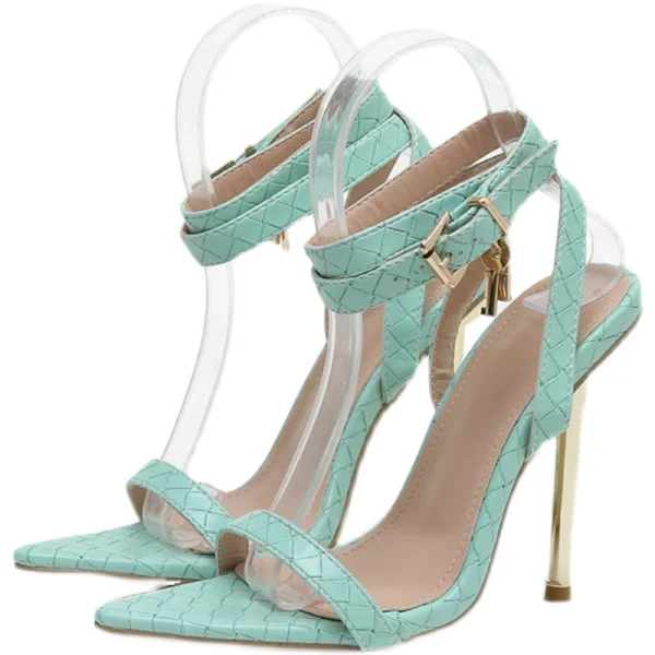 Sexy Sage Green Street Wear Womens Sandals 2022 Ankle Strap 11 cm Stiletto Heels Open / Peep Toe Sandals High Heels