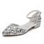 Bling Bling Champagne Rhinestone Platt Brudskor 2024 Ankelband Spetsiga Bröllop Sandaler