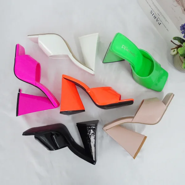 Chic / Beautiful White Street Wear Womens Sandals 2022 11 cm Thick Heels Open / Peep Toe Womens Sandals High Heels